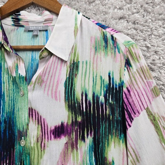 Habitat‎ Clothes Womens Shirt Small Colorful Watercolor Lightweight Coastal - Picture 3 of 12